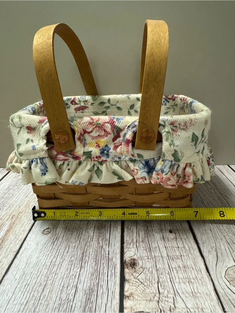 Longaberger Classic Little Market Basket  Spring Flower Liner 5”x8”